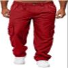 HUNGSON Mens Casual Cargo Pants - Sweatpants Joggers Athletic Trouser Cotton Loose Straight Hiking Pants for Men Red view 2
