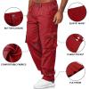 HUNGSON Mens Casual Cargo Pants - Sweatpants Joggers Athletic Trouser Cotton Loose Straight Hiking Pants for Men Red view 3