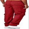 HUNGSON Mens Casual Cargo Pants - Sweatpants Joggers Athletic Trouser Cotton Loose Straight Hiking Pants for Men Red view 4