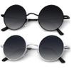 KALIYADI Round Polarized Sunglasses for Men Women Retro Metal Hippie Circle Style Sun Glasses UV Protection (2 Pack) 47mm view 1