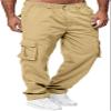 HUNGSON Mens Casual Cargo Pants - Sweatpants Joggers Athletic Trouser Cotton Loose Straight Hiking Pants for Men Light Khaki view 1