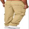 HUNGSON Mens Casual Cargo Pants - Sweatpants Joggers Athletic Trouser Cotton Loose Straight Hiking Pants for Men Light Khaki view 4