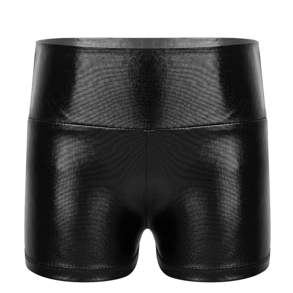 iiniim Girls Metallic High Waist Boy Cut Gymnastic Dance Shorts Cheer Dancing Booty Shorts for Sports or Performance Black 12