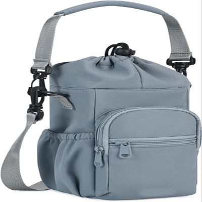 Outdoor sports crossbody waist bag, canvas water bottle insulation bag, suitable for water bottles and cups black