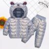 Winter Down Coat for Kids Baby Boys Girls Light Puffer Padded Jacket Bear Hooded Coat Outerwear+Pants (Grey, 4-5 Years) view 2