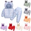 Winter Down Coat for Kids Baby Boys Girls Light Puffer Padded Jacket Bear Hooded Coat Outerwear+Pants (Grey, 4-5 Years) view 4