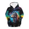 Jekioweii Kids Zip UP Galaxy Wolf Hoodie Lightweight Soft Zipper Sweatshirt Long Sleeve Hooded Pullover with Pockets Active Jacket for 11-13 Years Boys Girls view 1
