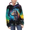 Jekioweii Kids Zip UP Galaxy Wolf Hoodie Lightweight Soft Zipper Sweatshirt Long Sleeve Hooded Pullover with Pockets Active Jacket for 11-13 Years Boys Girls view 2
