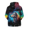 Jekioweii Kids Zip UP Galaxy Wolf Hoodie Lightweight Soft Zipper Sweatshirt Long Sleeve Hooded Pullover with Pockets Active Jacket for 11-13 Years Boys Girls view 3