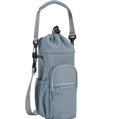 Outdoor sports crossbody waist bag, canvas water bottle insulation bag, suitable for water bottles and cups LakeBlue