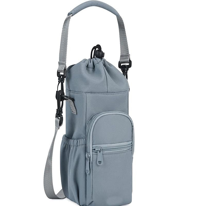Outdoor sports crossbody waist bag, canvas water bottle insulation bag, suitable for water bottles and cups LakeBlue