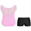 Loodgao Kids Girls 2Pcs Gymnastics Outfits Leotard and Shorts Set Sleeveless Open Back Dance Biketard Unitard Dancewear Pink 8 view 2