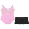 Loodgao Kids Girls 2Pcs Gymnastics Outfits Leotard and Shorts Set Sleeveless Open Back Dance Biketard Unitard Dancewear Pink 8 view 4