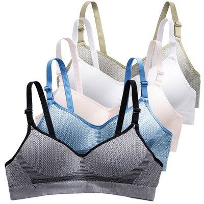 Happy Cherry Girls Teens Training Bras Cotton Lightly Padded Adjustable Sports Bra for Big Kids 12-14 Years