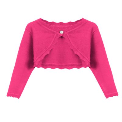 Arshiner Girls Long Sleeve Bolero Cardigan Button Closure Knitted Shrug Cropped Sweaters Tops Rose Red