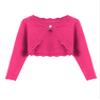 Arshiner Girls Long Sleeve Bolero Cardigan Button Closure Knitted Shrug Cropped Sweaters Tops Rose Red