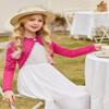 Arshiner Girls Long Sleeve Bolero Cardigan Button Closure Knitted Shrug Cropped Sweaters Tops Rose Red view 2