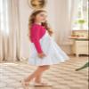 Arshiner Girls Long Sleeve Bolero Cardigan Button Closure Knitted Shrug Cropped Sweaters Tops Rose Red view 3