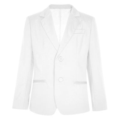JEYPINMI Boys Blazer Kids Long Sleeve Button Down Suit Jacket Wedding Party Dress Coat Uniform Outerwear White 6 Years