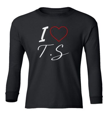Awesome Design I Heart Love T.S Youth Long Sleeve T-Shirt (Black, Youth Small)
