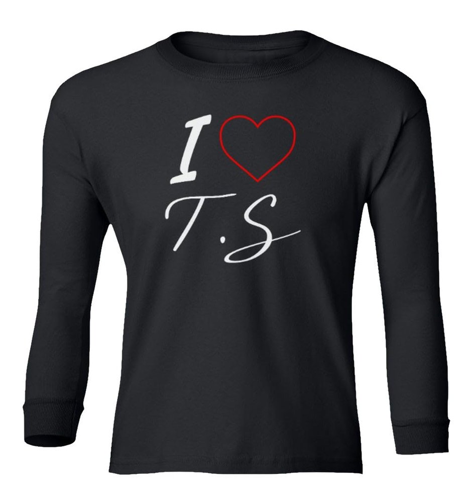 Awesome Design I Heart Love T.S Youth Long Sleeve T-Shirt (Black, Youth Small)