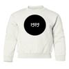 Vinyl-like Circle Awesome Design 1989 Youth Crewneck Sweatshirt (White, Youth Large) view 1