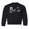 superhotapparel Awesome Design Red Collage Era Youth Crewneck Sweatshirt (Black, Youth Medium) view 1