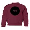 Vinyl-like Circle Awesome Design 1989 Youth Crewneck Sweatshirt (Maroon, Youth X-Large) view 1