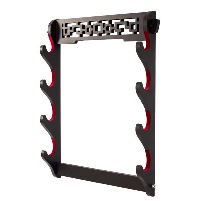 FOXSMZZ Sword Holder Wall Mount Velvet Padded Samurai Sword Stand Display Katana Wakizashi Tanto Wall Hanger Sword Rack (4-Tier)