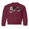 superhotapparel Awesome Design Red Collage Era Youth Crewneck Sweatshirt (Maroon, Youth Large)
