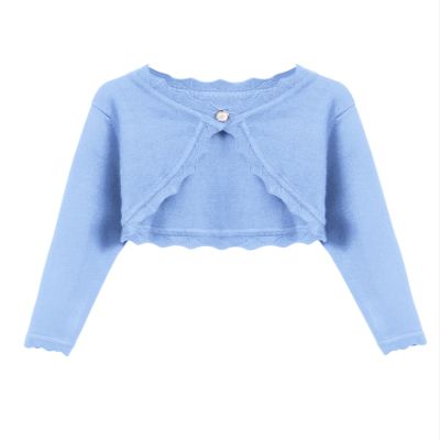 Arshiner Girls Basic Solid Cropped Cardigan Clear Blue 4-5T