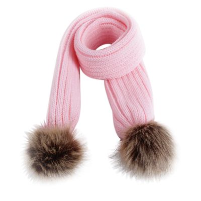 HGps8w Women Girls Knitted Scarf with Cute Pompom, Winter Warm Chunky Knit Scarf for Kids