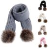 HGps8w Women Girls Knitted Scarf with Cute Pompom, Winter Warm Chunky Knit Scarf for Kids view 2
