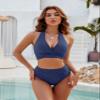 Blooming Jelly Tummy Control Swimsuits for Women Push Up High Waisted Bikini Sets 2 Piece Swimsuit Medium, Haze Blue view 3