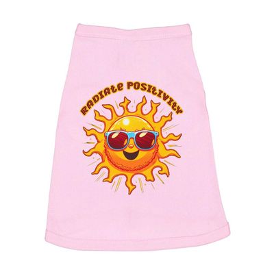 Radiate Positivity Dog Sleeveless Shirt - Print Dog Shirt - Graphic Dog Clothing - Pink, L
