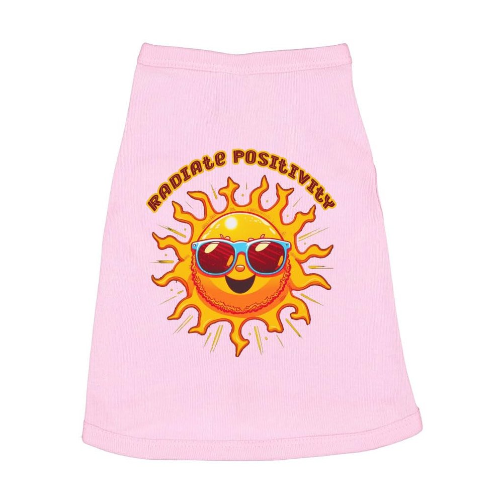 Radiate Positivity Dog Sleeveless Shirt - Print Dog Shirt - Graphic Dog Clothing - Pink, L