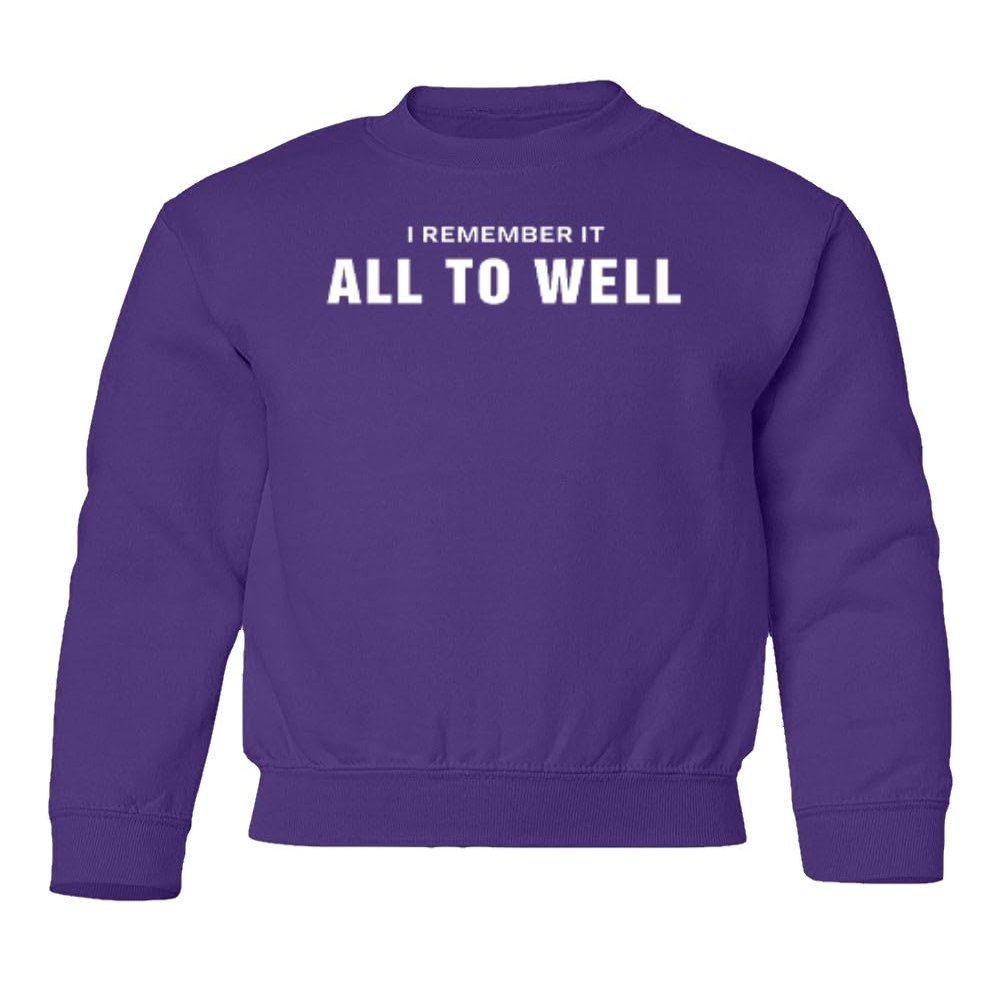 superhotapparel Awesome Design I Remember It All Too Well Youth Crewneck Sweatshirt (Purple, Youth X-Large)