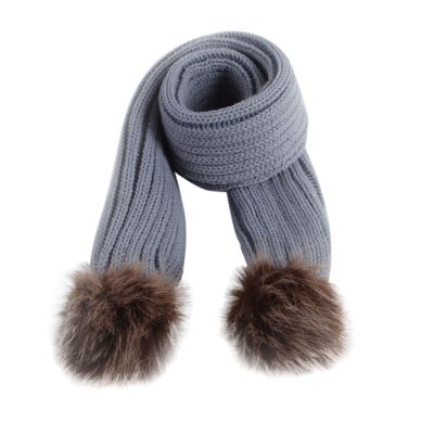 HGps8w Women Girls Knitted Scarf with Cute Pompom, Winter Warm Chunky Knit Scarf for Kids