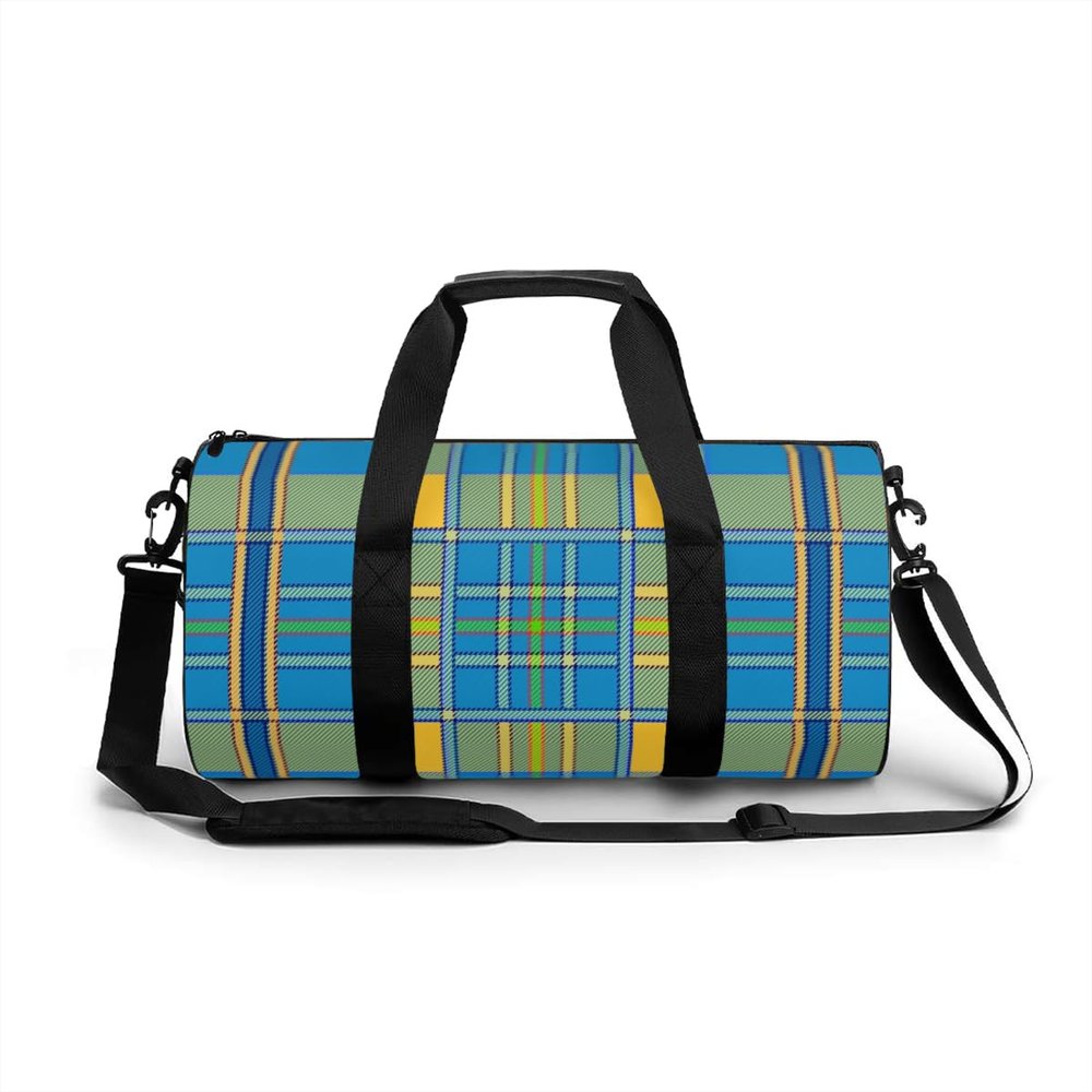 Fitness Bag Yellow and blue checkered Sports Bag Men's Outdoor Sports Bag Women's Fitness Sports Bag Suitable for sports fitness, swimming, yoga, travel