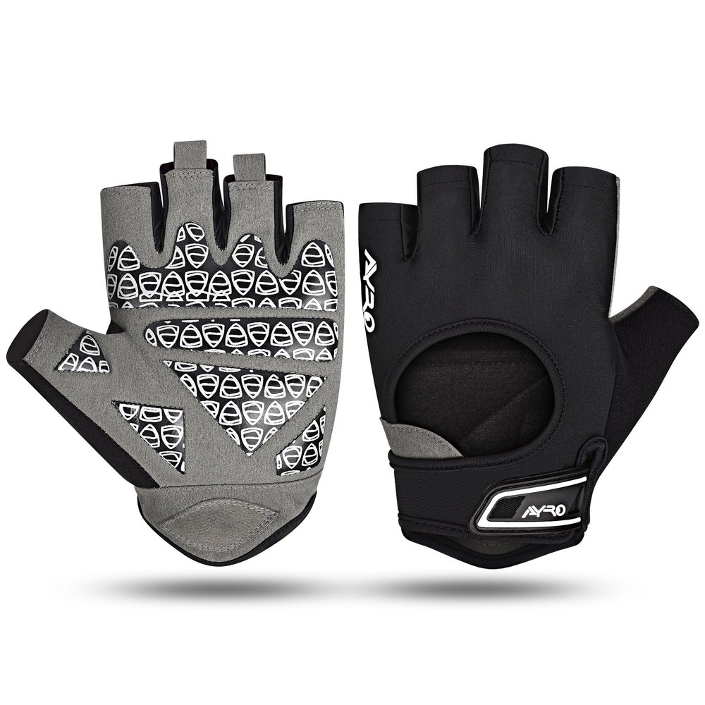 AYRO Breathable Weight Lifting Gym Workout Gloves with Extra Grip for Men & Women, Excercise Gloves with Full Palm Protection, Removal with Durable Closure, for Weightlifting (Black/Grey, Small)