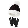 HGps8w 2 Pcs Kids Knitted Hat Gloves Set, Winter Warm Boys Girls Cable Knit Cute Pompom Beanie Thermal Sets view 1