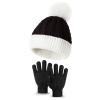 HGps8w 2 Pcs Kids Knitted Hat Gloves Set, Winter Warm Boys Girls Cable Knit Cute Pompom Beanie Thermal Sets view 3