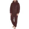 ZYXTIM Mens Oversized Onesies Winter Fleece Hooded Jumpsuits Tracksuit Full Zip Thermal Lined Pajamas Playsuit Overall Romper Brown view 1