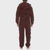 ZYXTIM Mens Oversized Onesies Winter Fleece Hooded Jumpsuits Tracksuit Full Zip Thermal Lined Pajamas Playsuit Overall Romper Brown view 3