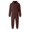 ZYXTIM Mens Oversized Onesies Winter Fleece Hooded Jumpsuits Tracksuit Full Zip Thermal Lined Pajamas Playsuit Overall Romper Brown view 4