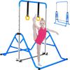 FCOUMY Gymnastics Horizontal Bar, Junior Training Kip Bar Gymnastics Equipment for Home, Adjustable Telescopic Height Folding Horizontal Bar with Gymnastic Rings for 3-12 Years Old Kids view 1