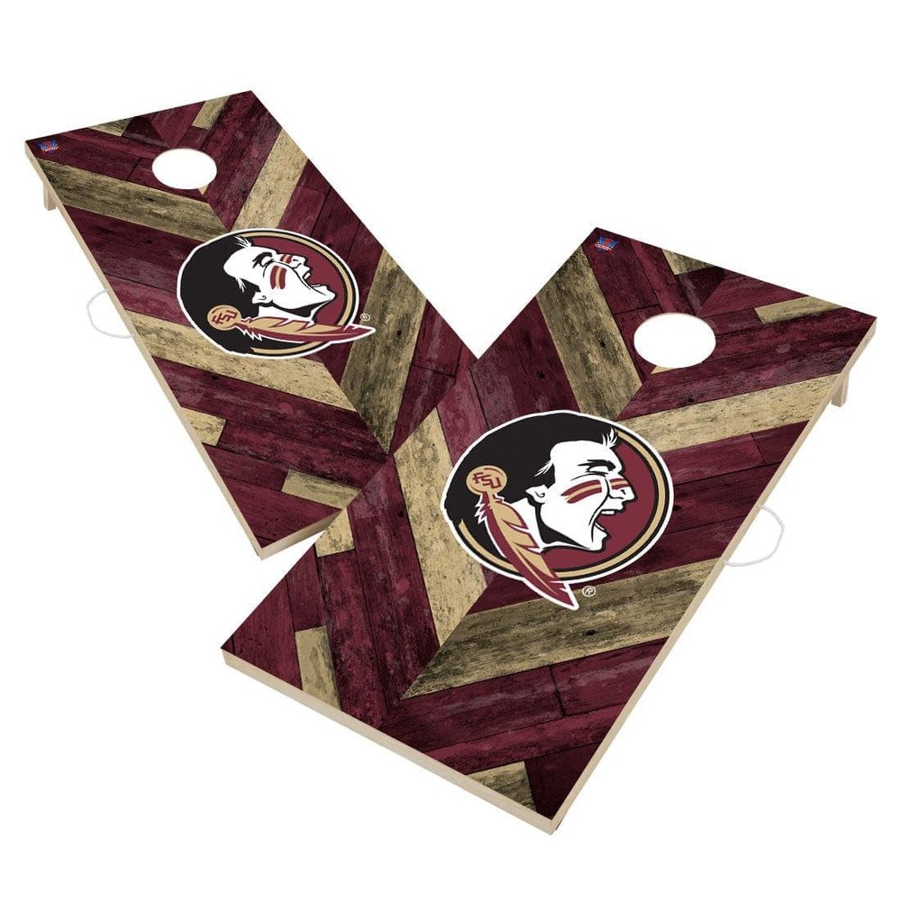 Florida State Cornhole Boards, 2x4 Regulation Corn Hole Board Set, Officially Licensed Cornhole Boards, Comes with (2) Boards, (8) Bags & LED Lights