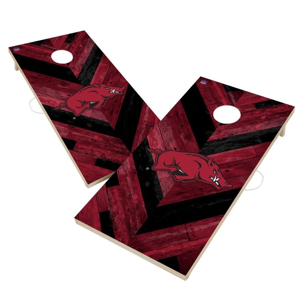 Arkansas Cornhole Boards, 2x4 Regulation Corn Hole Board Set, Officially Licensed Cornhole Boards, Comes with (2) Boards, (8) Bags, (1) Carrying Case & LED Hole Lights