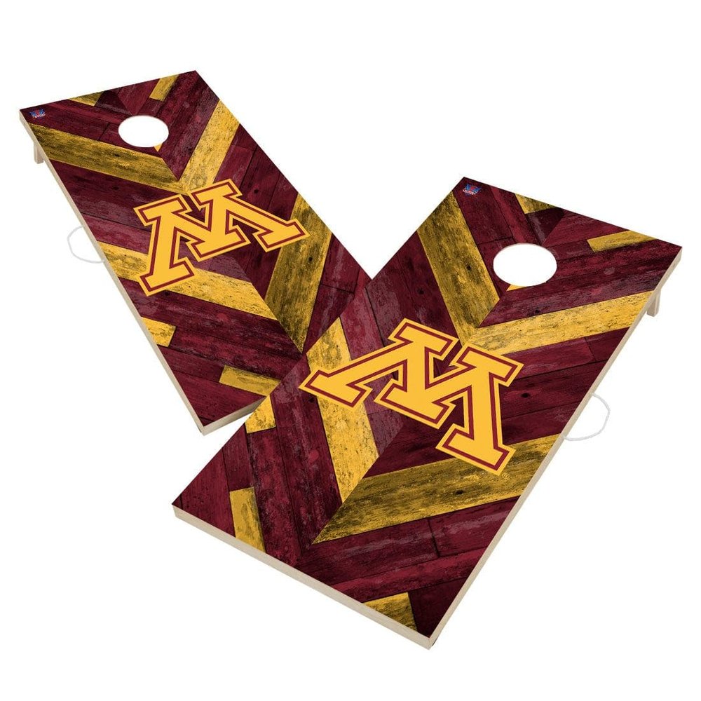 Minnesota Cornhole Boards, 2x4 Regulation Corn Hole Board Set, Officially Licensed Cornhole Boards, Comes with (2) Boards, (8) Bags & LED Lights