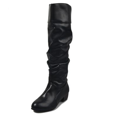 Ladmiple Boots For Women Knee High Black Women's Knee-High Boots Comfortable Cone Heel Pointed Toe Slouch Riding Victorian Boots Cowboy Cowgirl Western Dress Shoes